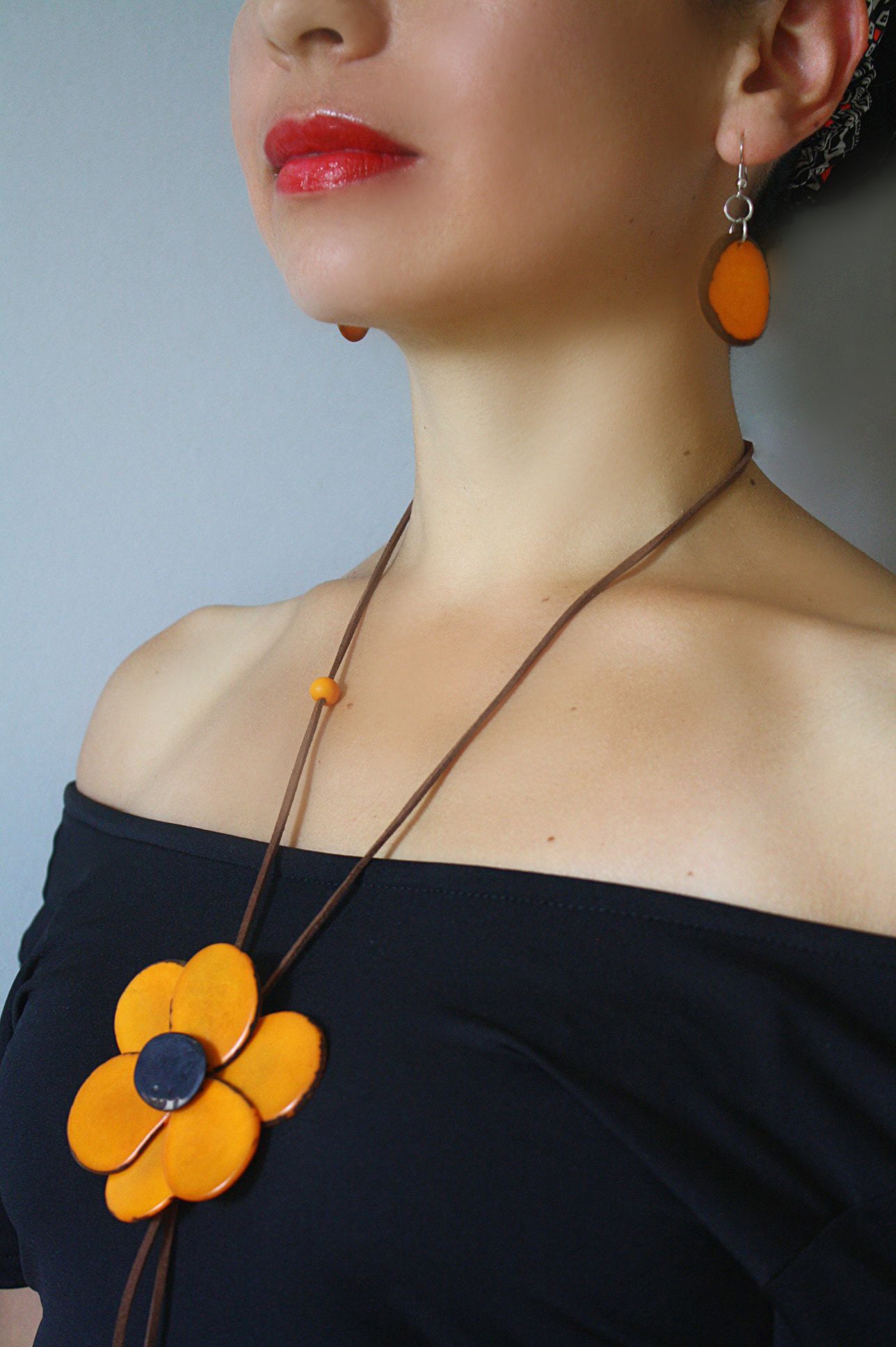 Margarita Tagua Necklace Set - Yellow